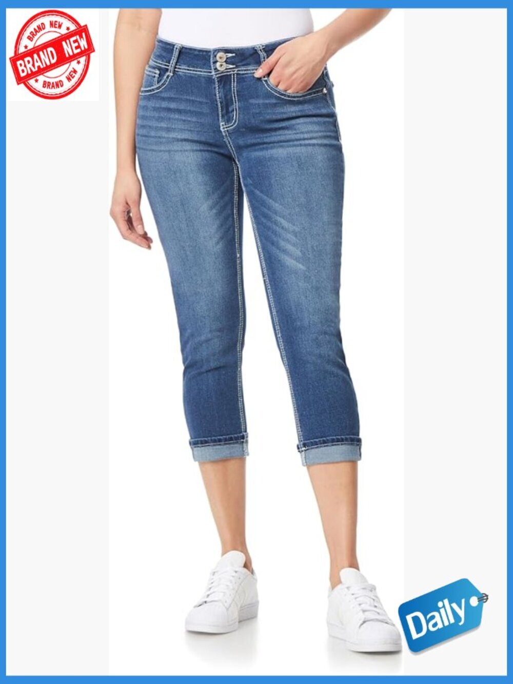Mid-Rise Cropped Insta Stretch Jeans with Bling Details
